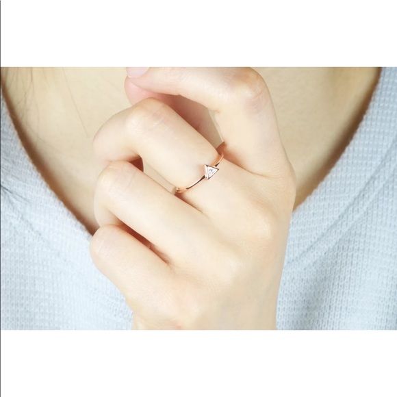 Triangle CZ Rose Gold Over Sterling Stackable Ring - Picture 7 of 7
